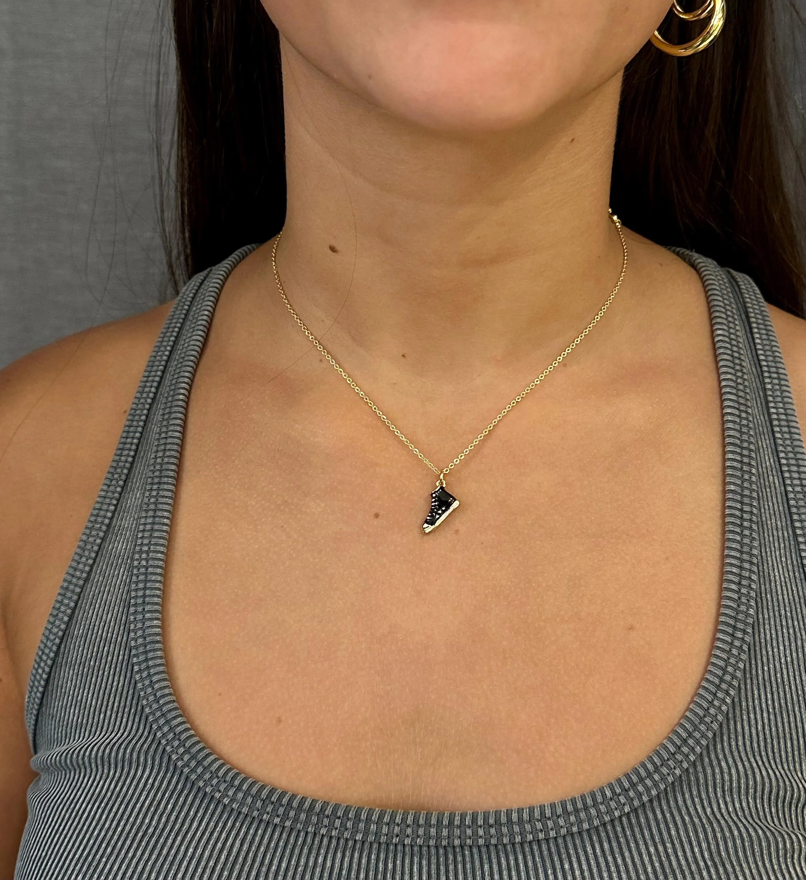 Black High-Top Sneaker Necklace