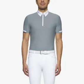 CAVALLERIA TOSCANA  S/S ZIP MEN'S COMP POLO W/ BI-COLOR TIE HOLDER