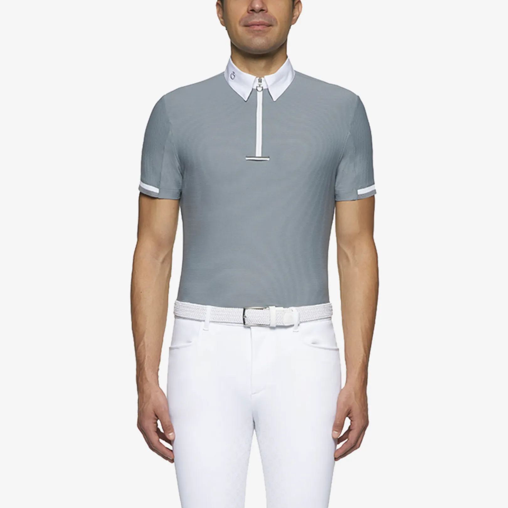 CAVALLERIA TOSCANA  S/S ZIP MEN'S COMP POLO W/ BI-COLOR TIE HOLDER