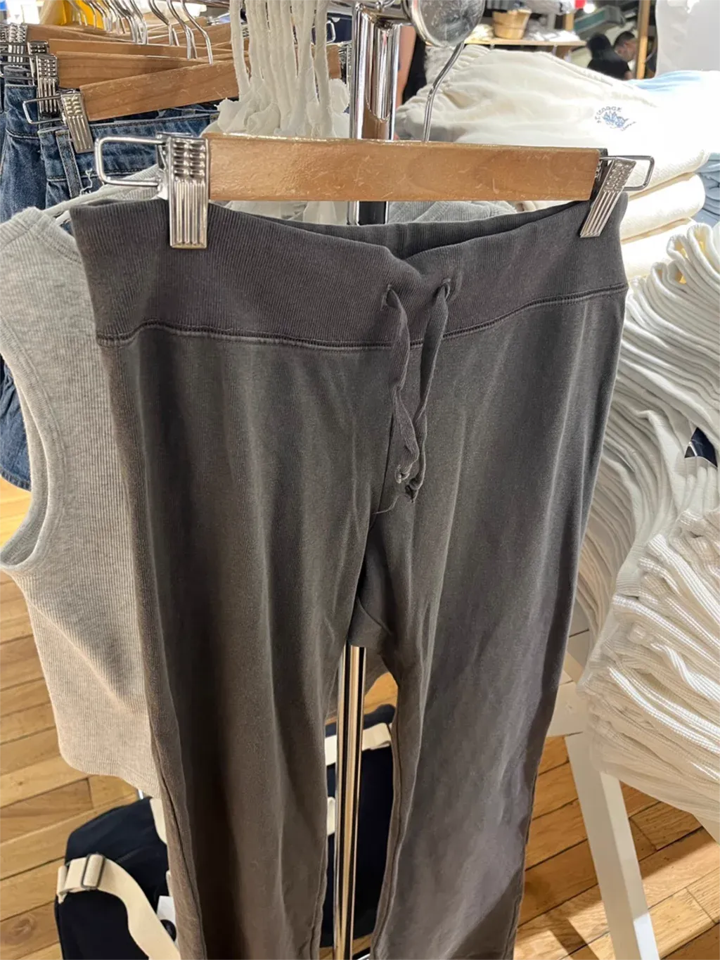 Girlary Gray Cotton Drawstring Flare Pant Autumn Woman High Waist Slim Sport Long Pants Female Simple Casual Y2k Trousers Chic