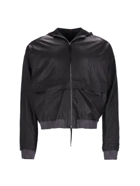 hooded leather jacket