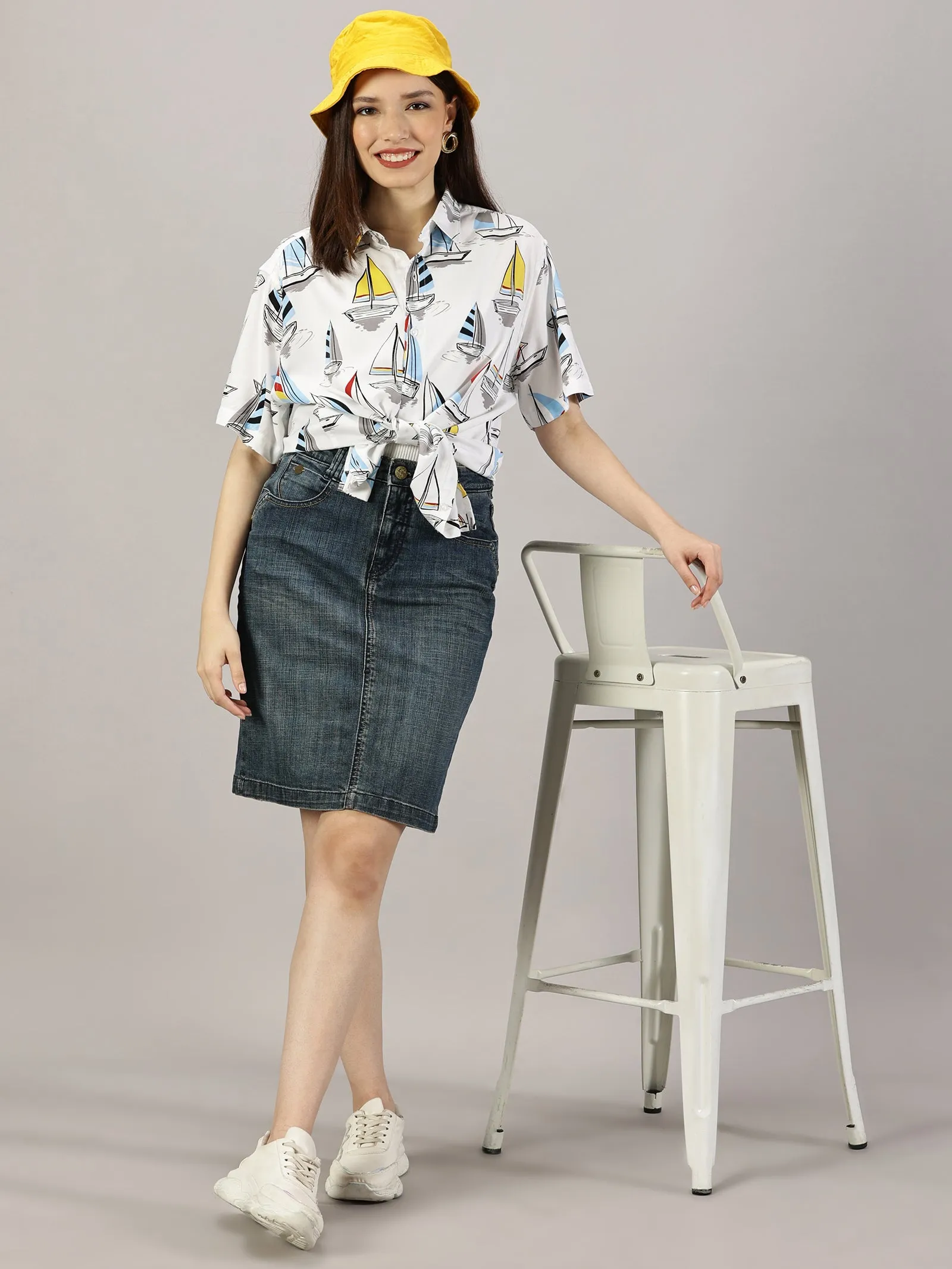 Nautical Odyssey Half-Sleeve Oversized Shirt