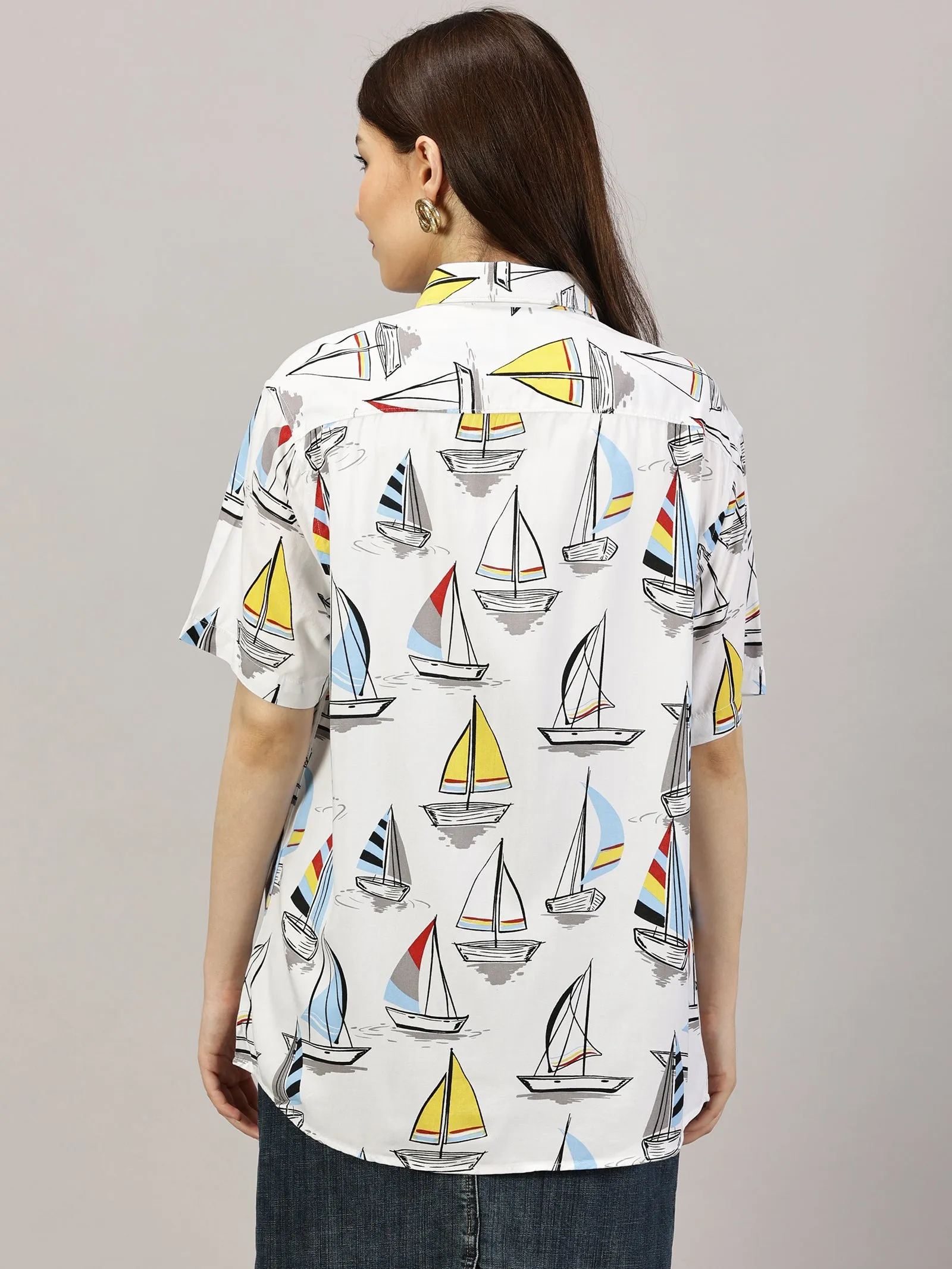 Nautical Odyssey Half-Sleeve Oversized Shirt